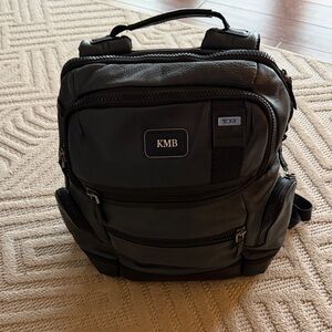 TUMI Dark Gray Alpha Bravo Leather Backpack